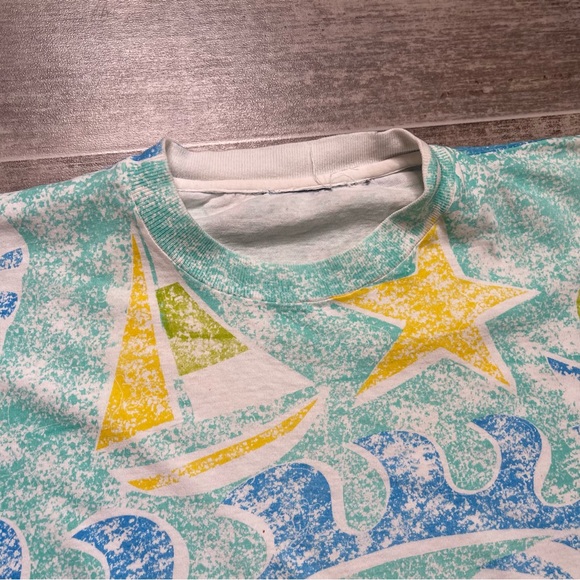 Vintage Beach Seashells AOP T Shirt Single Stitch - Picture 6 of 7